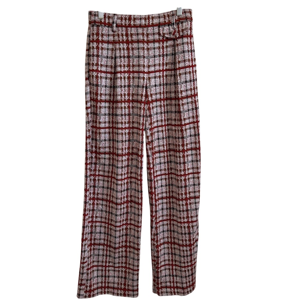 Cato Plaid Wide Leg Career‎ Pants High Waist Stretch XS